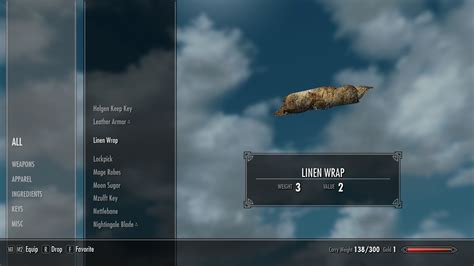 They include some very powerful items which have unique enchantments and effects. . Linen wrap skyrim id
